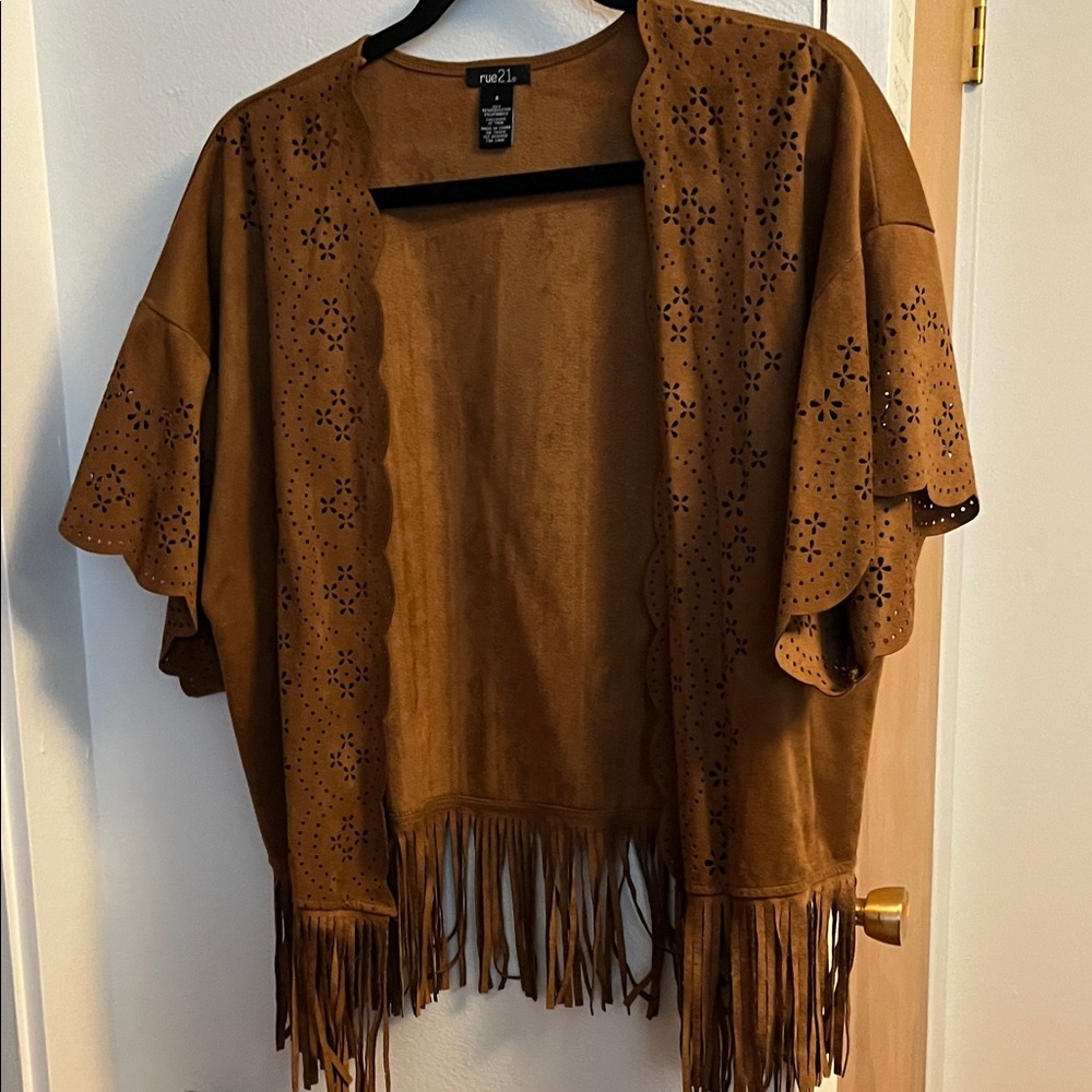 Rue21 Brown Fringe Kimono Top